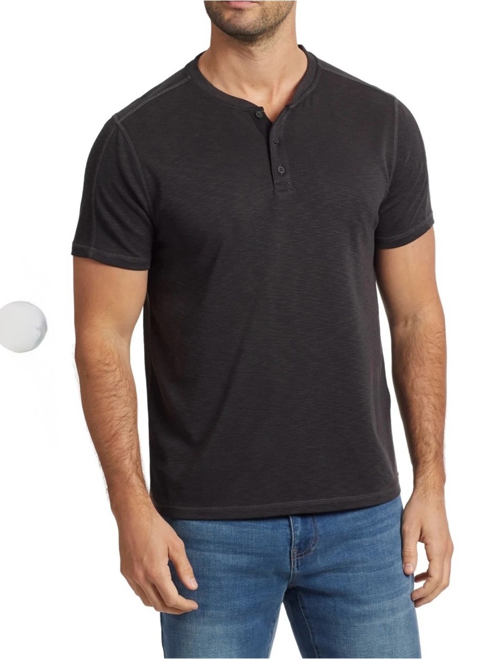 Men's Short Sleeve Henley Tee - Dark Charcoal